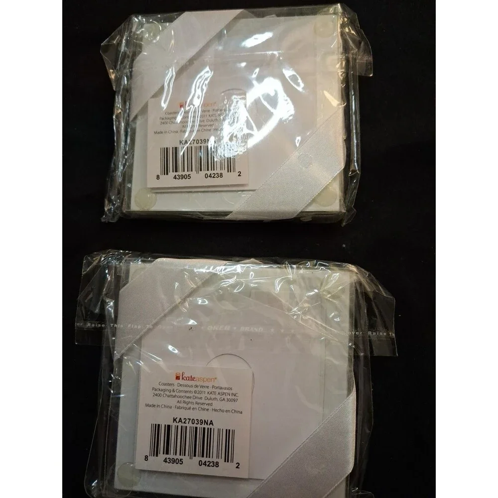 Kate Aspen Forever Glass Photo Coasters (Set Of 2), 4 Coasters Total, New